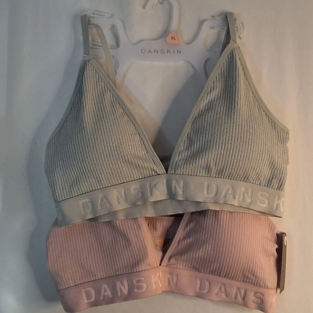 Danskin Ribbed Bralette Set - Gray and Pink - Picture 2 of 5